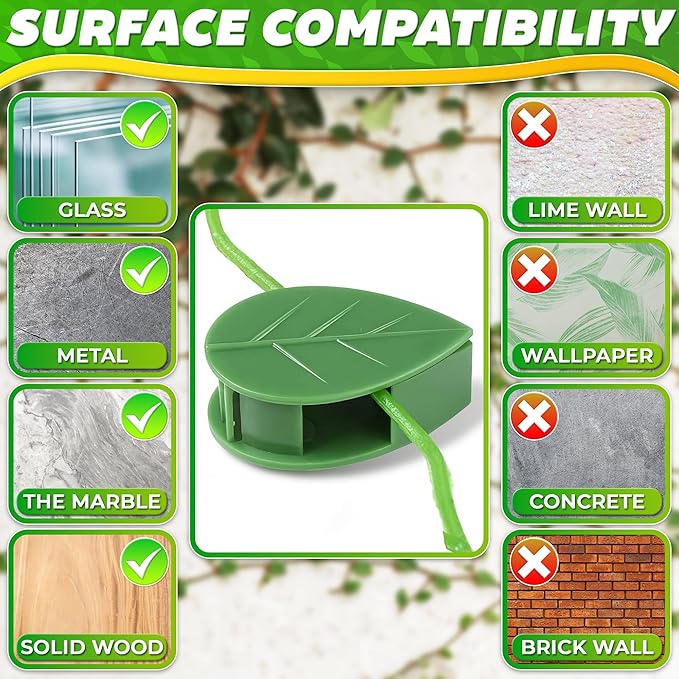 Plant Wall Clips - 60Pcs Money Plant Clips for Wall with 72Pcs Adhesive Stickers for Indoor Decoration, Invisible Design, Thick & Durable Plastic, Easy Installation for Vines & Cables Organization