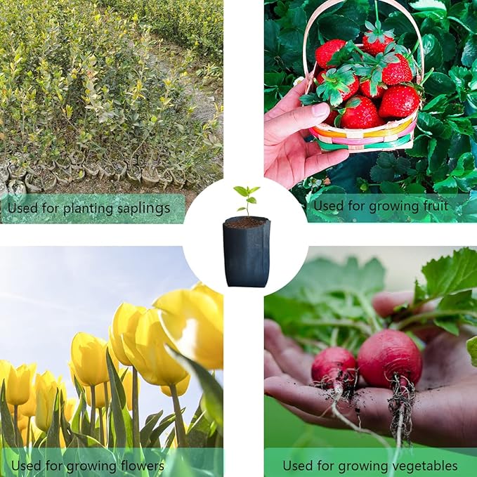 gardtree Plant Nursery Bags 7” x 7.87” 400PCS, Non-Woven Biodegradable Plant Grow Bags Fabric Seedling Starter for Vegetable Flower Fruit Saplings Tree, Home Garden Supply