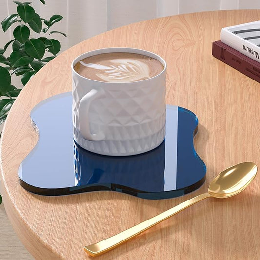 Acrylic Coaster Decorative Plates, Dark Blue Bar Drink Coaster, Clear Cloud Shape Coffee Cup Coaster, Perfect for Tabletop Protection and Accessories Display.(Dark Blue)