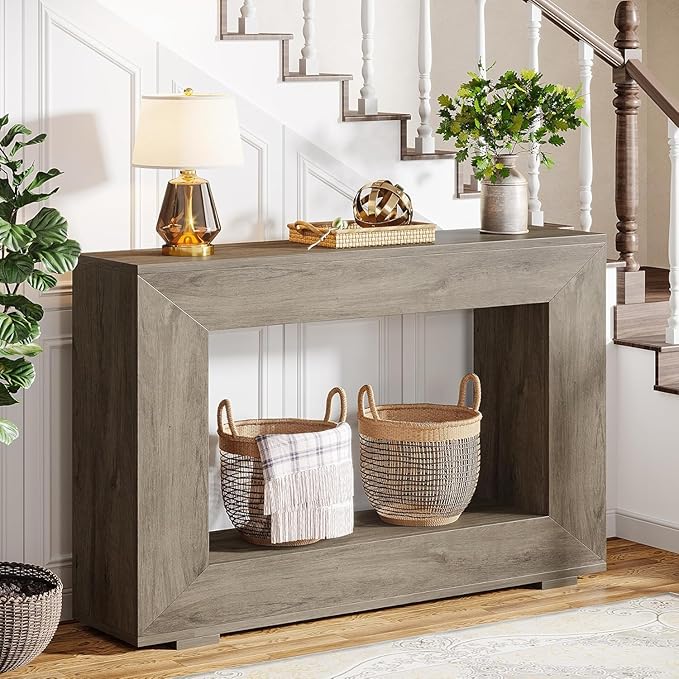 Tribesigns Farmhouse Console Table, 47 Inches Entryway Console Table with Storage, Industrial Hallway Accent Table for Living Room, Entrance