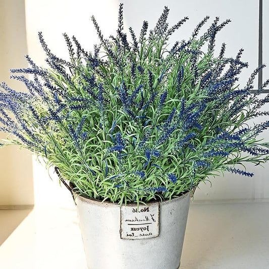 UV-Resistant Artificial Lavender Flowers – Certified Fade-Proof Outdoor Decor – Realistic Purple Fake Plants for Patio, Garden, and Landscaping (UV Resistant Dark Purple Lavender)