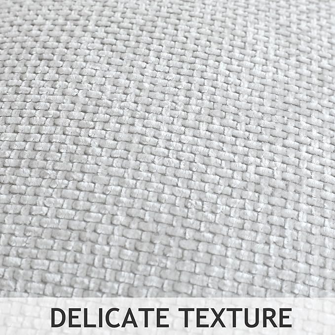 Stellhome Pack of 2 Woven Textured Decorative Throw Pillow Covers Soft Chenille Accent Luxury Cushion Cases for Living Room Couch Bed Sofa Farmhouse Boho Home, 16x16 inch, Light Grey