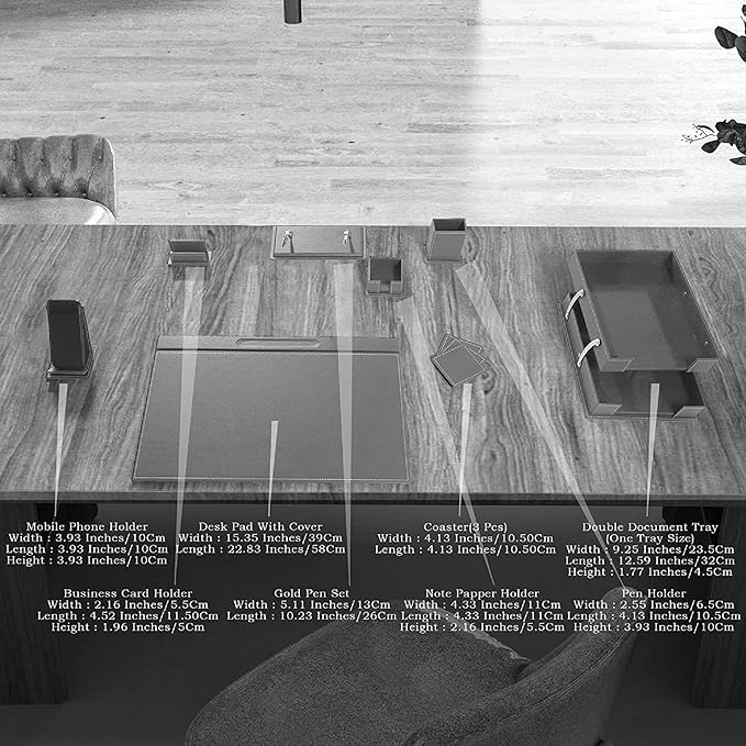 MOOGCO Bonded Set - Desk Accessories - Leather Desk Organizer - Bonded Leather Set - Office Desk Accessories - Home Office Accessories - Desk Supplies - Leather Desk Set - Office Accessories