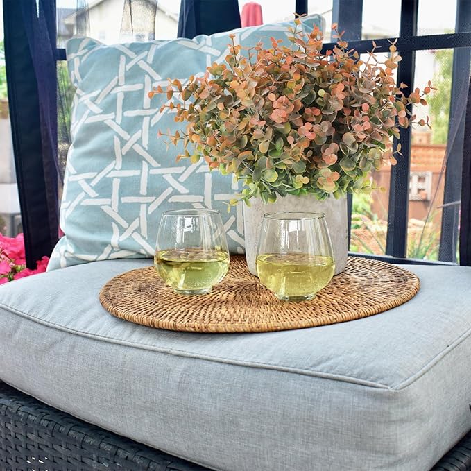 RECUTMS 12 Bundles Fake Bushes Artificial Plants Outdoor Faux Plant Eucalyptus Stems Fake Porch Plants for Farmhouse Bathroom Office Vase Centerpiece Indoor Outdoor Decor(Dusty Orange)