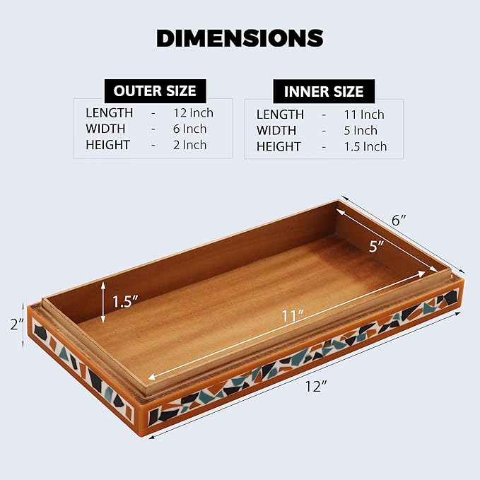 Handicrafts Home Handmade Mosaic Collection Decorative Jewelry Box Organizer – Keepsakes, Trinkets, and Home Decor – Antique Coffee Table Storage, Memory Box, Farmhouse Style Decor Gold, 12x6x2