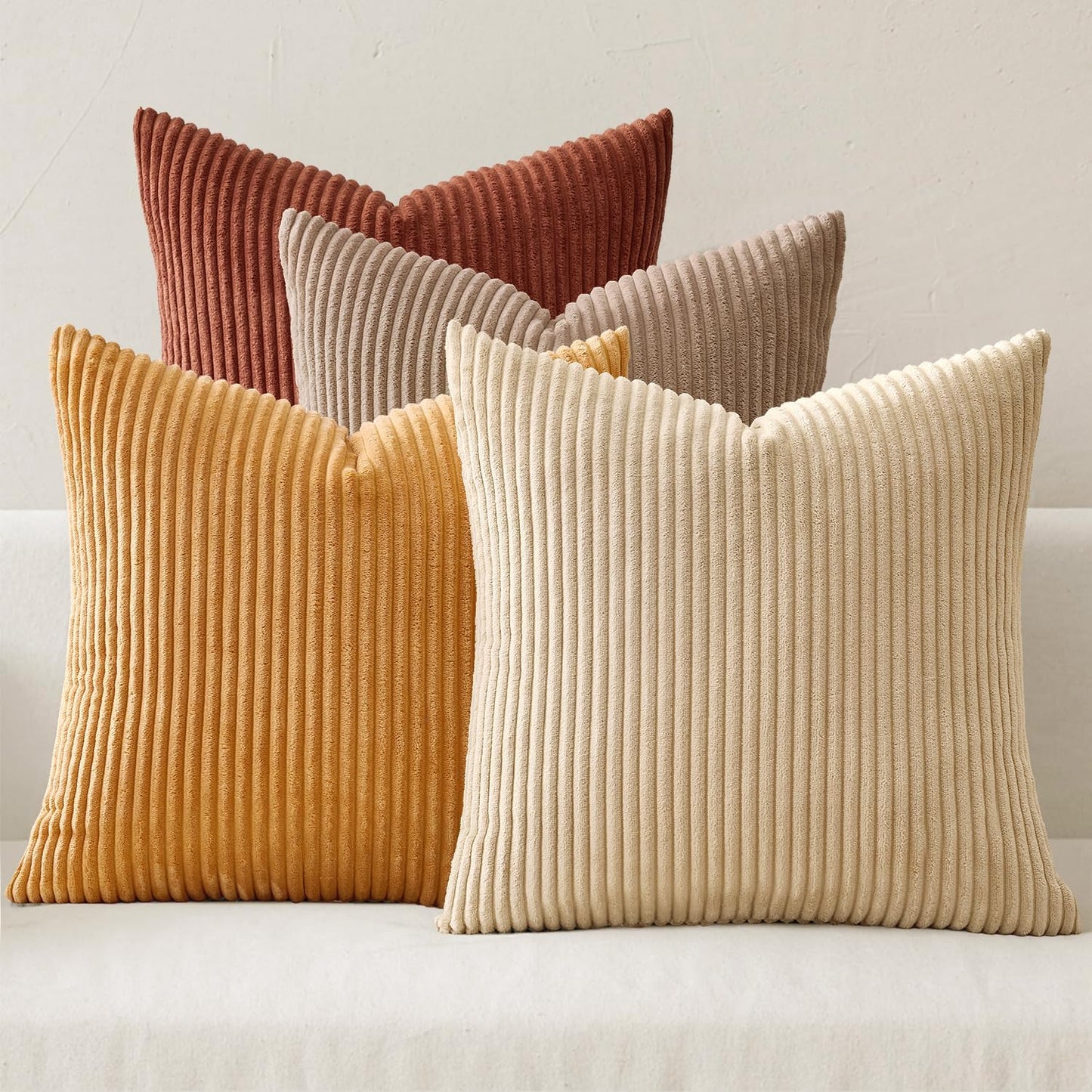 MIULEE Boho Farmhouse Terra Cotta Throw Pillow Covers 18x18 Inch Set of 4 Mordern Nordic Cushion Covers Soft Corduroy Home Decor for Couch Bed Sofa Living Room