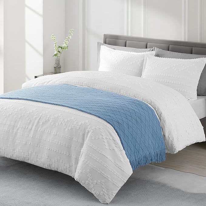 BOURINA Blue Throw Blanket 50 x90 Inches Throw Textured Solid Soft Sofa Throw Bed Runner Couch Cover Knitted Decorative Blanket Bed Runner