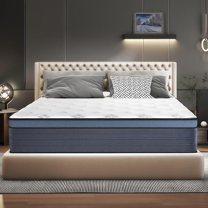 Full Size Mattress in a Box 14 Inch Hybrid Mattress [Enhanced Stability], Medium Firm Memory Foam and Pocket Springs, Enhanced Edge Support