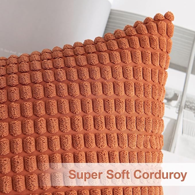 MIULEE Modern Farmhouse Decorative Pillow Covers 16x16 Inch Set of 4 Natural Rustic Throw Pillows Neutral Warm Soft Corduroy Couch Pillowcases Home Decor for Sofa Living Room Bed Brown Green