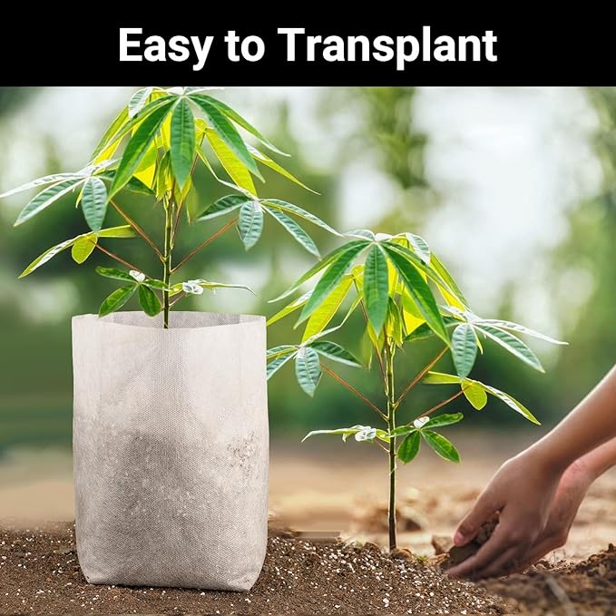 Nursing Growing Pouch, 100pcs 11 x 11.8 in Plant Non-Woven Nursery Bags Large, Fabric Seedling Plant Grow Bags, Seed Starting Planting Growing for Home Garden Supply