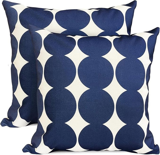 Decorative Throw Pillow Covers Set of 2 Blue Fashion Polka dot Pillow Covers 22x22 Inch Throw Pillow Cover Linen Pillowcase Farmhouse Outdoor Pillow Covers for Couch Sofa Living Room