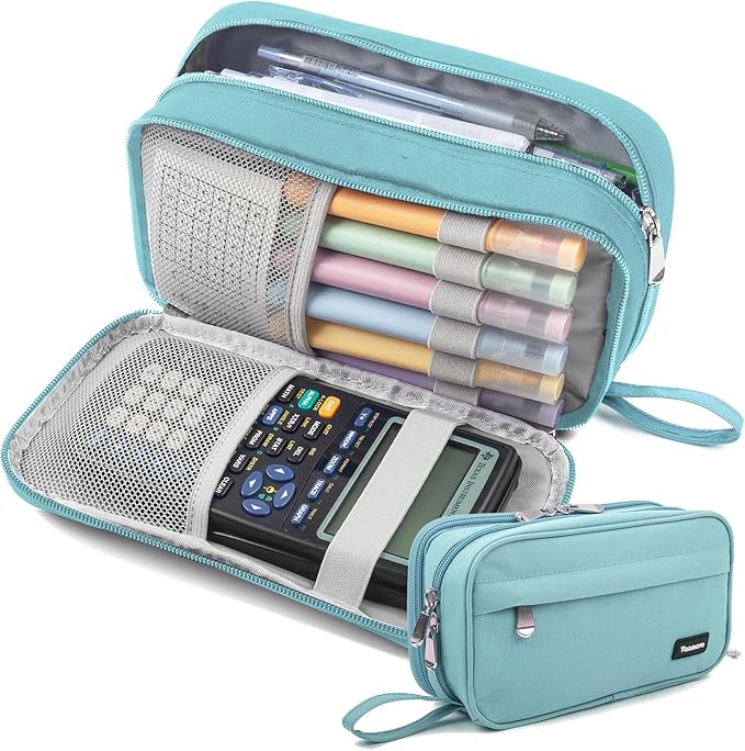 Pencil Case Big Capacity Pen Pouch Large Storage Holder Marker Pen Bag Durable 3 Compartment School Office Desk Organizer Portable Cute Zipper Stationery for Kids Teen Student Boys Girls Adults