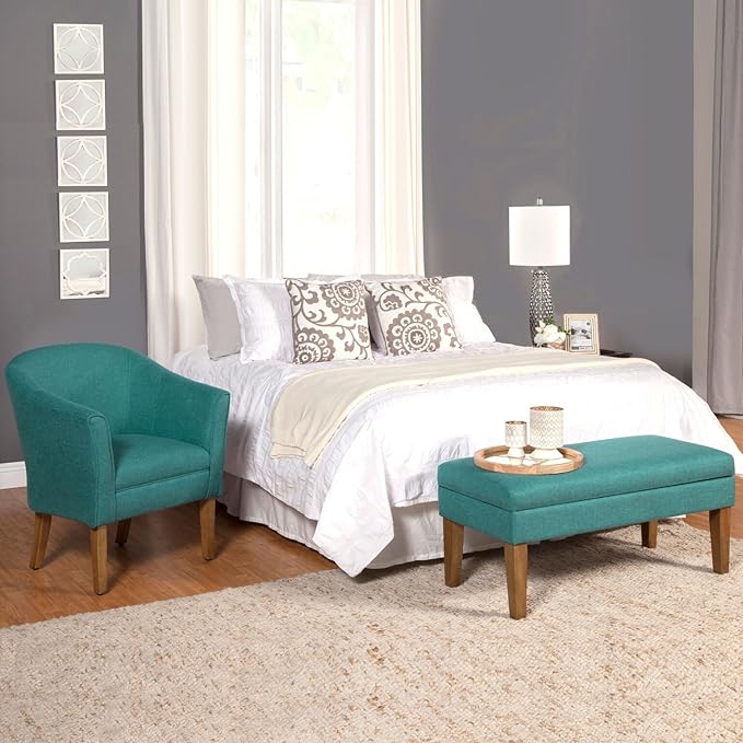 HomePop Barrel Shaped Accent Chair, Arm Rest, solid fabric and wood,Teal Medium