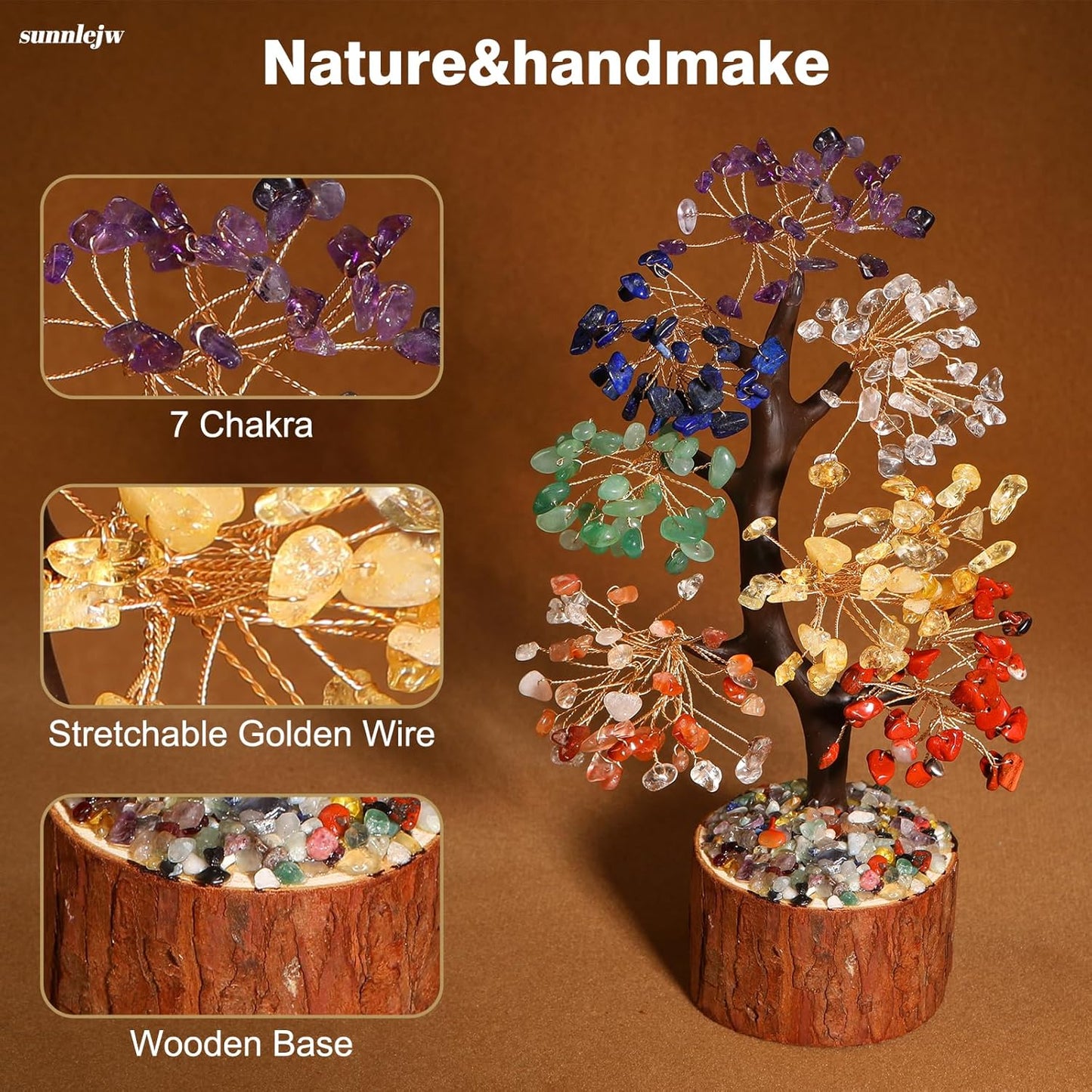 7 Chakra Crystal Tree of Life,Birthday Gifts for Women, Healing Crystal and Stones for Positive Energy,Gifts for Sister and Mom,House Warming Gift,Money Feng Shui Tree Decoration