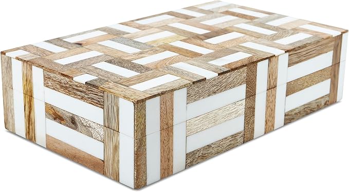 Handicrafts Home Decorative Storage Box, Keepsake Holder & Gift Box or Decorative Accent, Home decor, Jewelry Organizer, Made with Wood & Resin Inlay, Handmade Marquet Chase Collection- 10X6X2.5 in