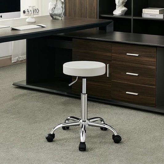 Drafting Stool, Adjustable Office Chair 19.5"-26.6", Gray Work Stools with Wheels (Gray)