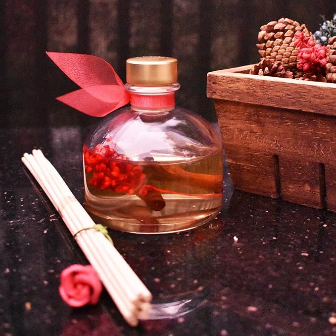 LOVSPA Reed Diffuser Set, Holiday Red Currant & Woods Scented Oil Diffuser with Sticks, Home Fragrance Accessories for Bathroom Shelf Decor, Aroma Diffusers for Home or Office Desk, USA Made
