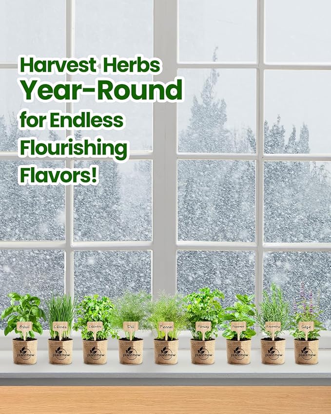 Christmas Gifts for Mom, Women, Her - 9 Herb Indoor Garden Starter Kit with Pots, Soil & Tools - Unique Birthday Gifts for Women, Housewarming Present for Wife - Grow Kitchen Windowsill Herbs