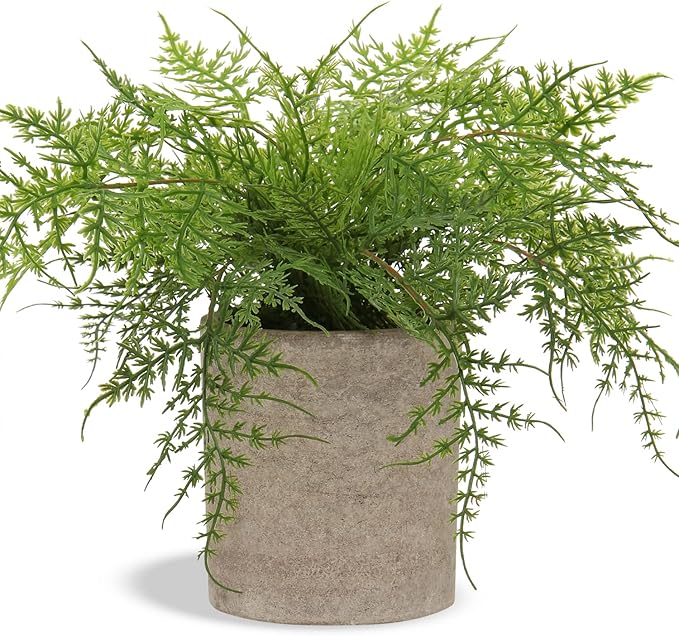 Small Fake Plant Potted Plants Artificial Decor Silk Ferns Plant Faux Plants in Pots for Home Living Room Bedroom Desk Bathroom Window Shelf Farmhouse Decoration