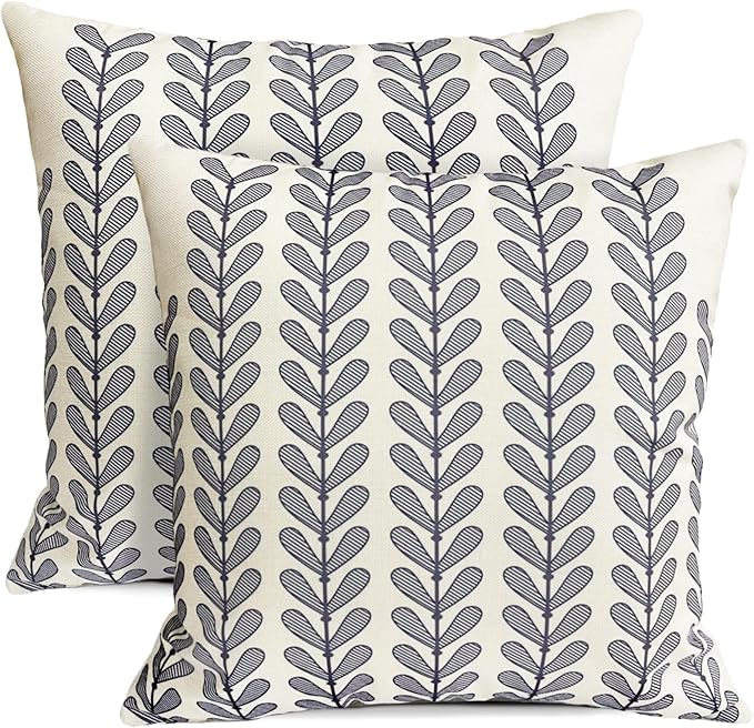Decorative Throw Pillow Covers Set of 2 Blue Pillow Covers 16x16 Inch Throw Pillow Cover Linen Pillowcase Modern Boho Farmhouse Outdoor Pillow Covers for Couch Sofa Bed Living Room