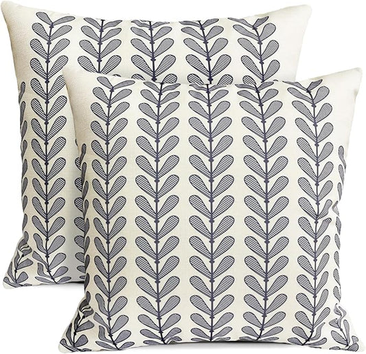 Decorative Throw Pillow Covers Set of 2 Blue Pillow Covers 16x16 Inch Throw Pillow Cover Linen Pillowcase Modern Boho Farmhouse Outdoor Pillow Covers for Couch Sofa Bed Living Room