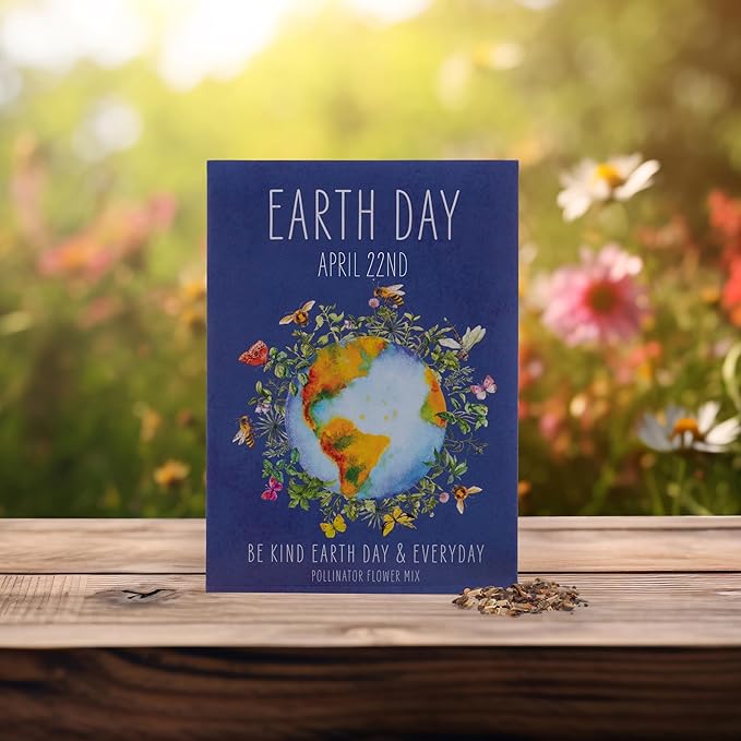 Bentley Seed Co. | Earth Day Planet Pollinator Flowers | Illustrated Bee Butterfly Flower Seed Packets | Environmental Favors for Events | Wildflower Mix Seed | Eco-Friendly Hand Out Gift | 25 Pack