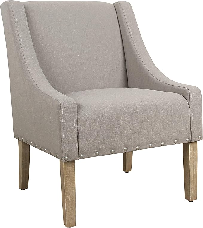 Homepop Home Decor | Upholstered Classic Swoop Arm Accent Chair | Accent Chairs for Living Room & Bedroom | Decorative Home Furniture, Sand Dune