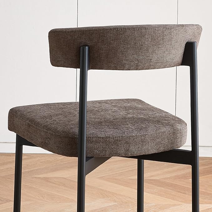 Grey Modern Bar Stools Set of 2, 24 Inch Counter Stools with Curved Backrest, Counter Height Bar Stools for Kitchen Island