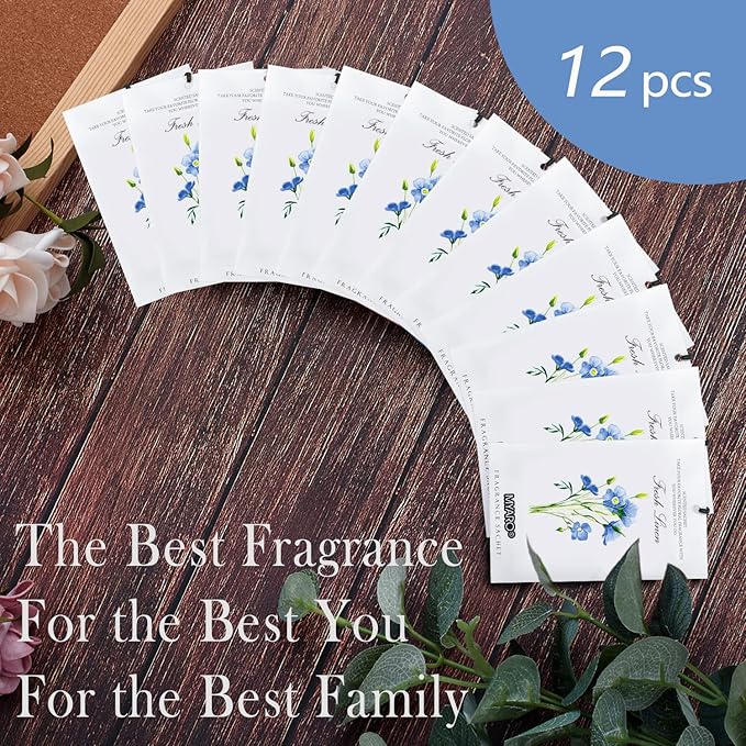 MYARO 12 Packs Linen Scented Sachets for Drawer and Closet, Long-Lasting Sachets Bags Air Freshener Fresh Scents, Potpourri Bags Home Fragrance for Lover