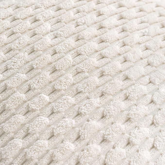 Set of 4 Cream White Decorative Throw Pillow Covers 18x18 Inch Corduroy Pillow Covers for Bed Couch Sofa Living Room Soft Square Cushion Cases