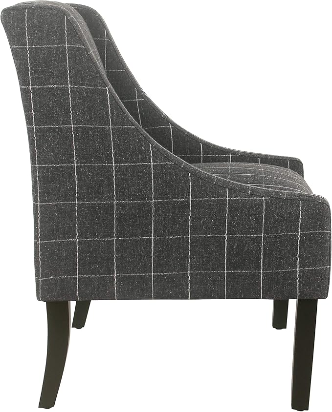 Homepop Home Decor | Upholstered Classic Swoop Arm Accent Chair | Accent Chairs for Living Room & Bedroom | Decorative Home Furniture, Black Windowpane