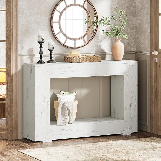 Tribesigns Farmhouse Console Table, 47 Inches Entryway Console Table with Storage, Industrial Hallway Accent Table for Living Room, Entrance