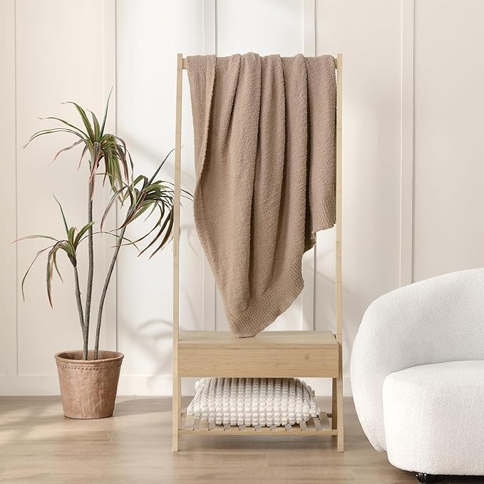 Knit Throw Blanket Super Soft Warm Blanket for Couch Lightweight Fluffy Blanket for Bed Sofa 50x60 Inches Dusty Rose