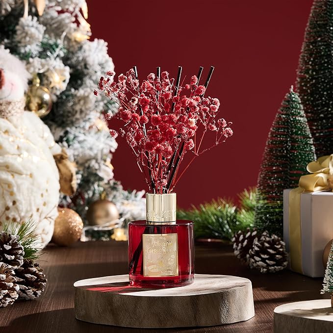 Airkeep Christmas Reed Diffuser Set - 3.38 fl oz (100 ml) Christmas Spice Oil for Home Fragrance, Bathroom Shelf Decor - Christmas Day with 8 Sticks