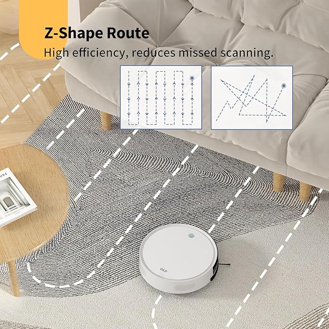 OKP Life Robot Vacuum K5 with 120 Min Runtime, Vacuum Robot Cleaner Compatible with Alexa/APP/Wi-Fi, Self-Charging Super Mini Quiet Robotic Vacuum for Carpets and Hard Floors for Pet Owners and Woman