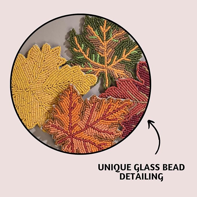 Folkulture Coasters Set of 4 | (4") Fall Coasters for Farmhouse Decor or Fall Table Decor | Boho Costers for Thanksgiving Decorations | Autumn Decor or Fall Stuff for Home | Bar Coaster Set