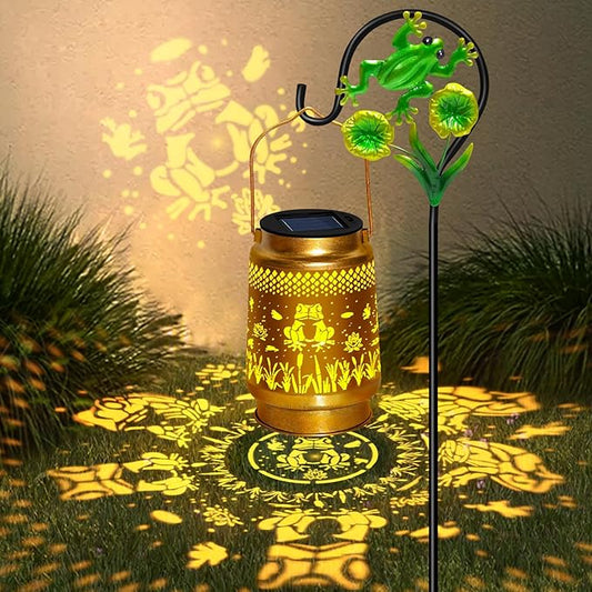 Frog Solar Lanterns Outdoor Waterproof with Shepherd Hook,Christmas Decorations Birthday Gift for Women Mom Grandma,Hanging Solar Lights,Cute Frog Decor for Outside Yard,Patio,Lawn,Garden Accessories