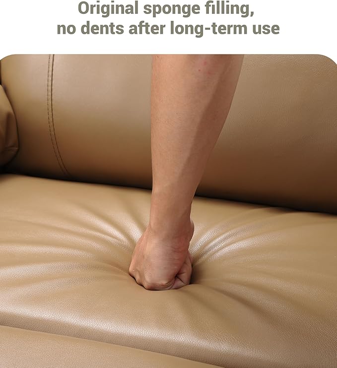 27" Oversized Power Recliner Chair, Faux Leather Rocking Chair with Heat & Massage, 360° Swivel Modern Electric Recliner with Cup Holder ＆ USB Charging for Living Room, Bedroom, Nursery - Khaki