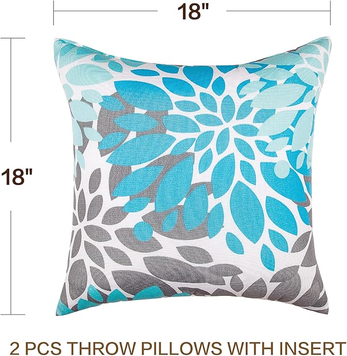 JMGBird Outdoor Pillows Waterproof Set of 2 Outdoor Throw Pillows with Insert Included Pillow 18×18 Inch Outdoor Pillow for Patio Furniture