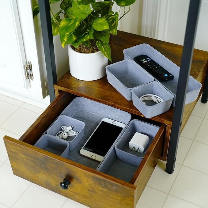 Welaxy Drawer organizers tray Felt storage bins office Desk Draw dividers Sleek Minimalist Lifestyle chic style aesthetics room interior decor 8-piece Gift for men (Glacier gray)