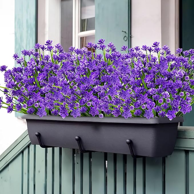 AGIRL 24 Bundles Artificial Flowers for Outdoor,No Fade Fake Plastic Flowers Faux Plants for Decoration Hanging Planters Indoor Outside Garden Porch Window Box Home Wedding Farmhouse