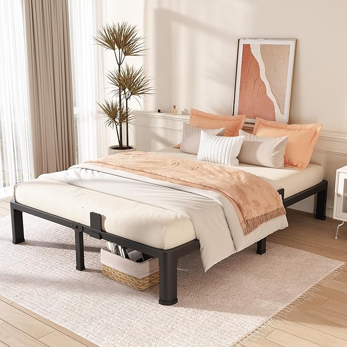 FUIOBYVV 10 Inch California King Bed Frame with Round Corner Edge Legs 3500 lbs Metal Heavy Duty Steel Slats Support No Box Spring Needed Platform Noise Free Easy Assembly