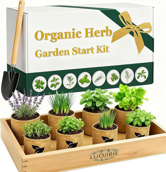 Organic Indoor Herb Garden Start Kit - Unique Gifts for Women, Christmas Gifts for Adults, Easy House Plant- Birthday for Women,House Warming Gift New Home- Fresh Herb Garden DIY Crafts for Adults