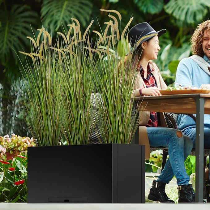 KOL Artificial 5ft 2-Pack Horsetail Reed Grass, 59in Tall Artificial Indoor Outdoor Fake Grass Plant, Home Office Decorative Artificial Plants in Pot Faux Plant Greenery, Wedding Decor Grass