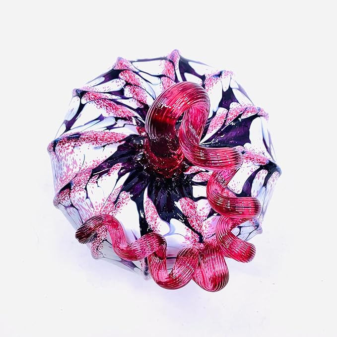 Luke Adams Glass Handmade Glass Pumpkins Handmade Table Top Home Decor (Squat, Cherry Blossom)