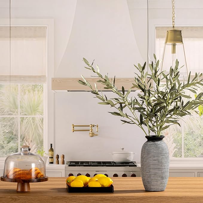 Ceramic Rustic Vase, Large Flower Farmhouse Vases Home Decor, 12.5" Tall Pottery Decorative Pampas Vase for Table Living Room Entryway Mantel Bookshelf Bedroom Bathroom Kitchen-Black