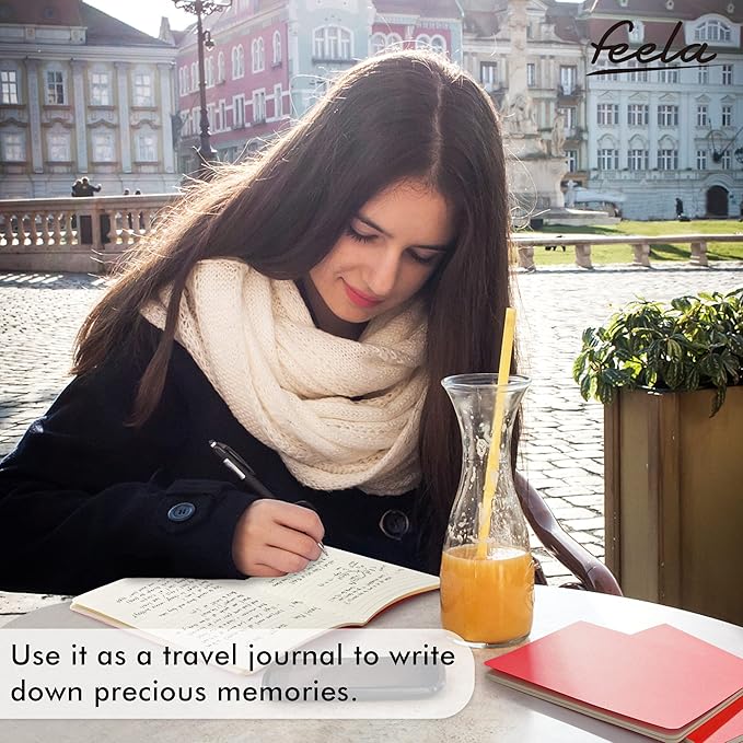 feela 36 Pack Soft Cover Journal Bulk, Lined Blank Travel Journal for Women Men Writing, Notebooks College Ruled for Work, Note Taking Notebook School Business Supplies, 8.2” x 5.5”, A5, Red