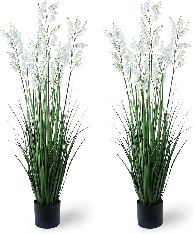 Green Onions Home Decor Fake Plants Lily of The Valley Snake Plant Home DéCor Accents Artificial Grass Room Decor Artificial Plants Indoor Artificial Grass 47“ （2PCS ） White