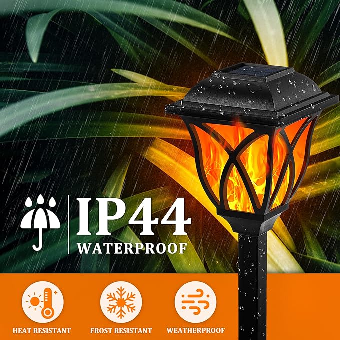 GIGALUMI Solar Lights Outdoor Waterproof, 8 Pack Flickering Flame LED Lights, Garden Decor for Yard, Patio, Landscape, Planter, Walkway
