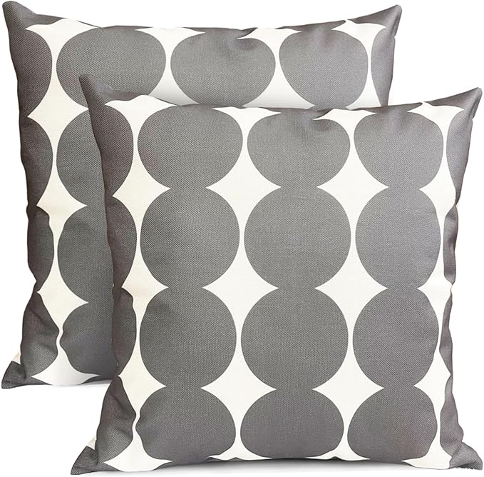 Decorative Throw Pillow Covers Set of 2 Dark Grey Fashion Polka dot Pillow Covers 16x16 Inch Throw Pillow Cover Linen Pillowcase Farmhouse Outdoor Pillow Covers for Couch Sofa Living Room